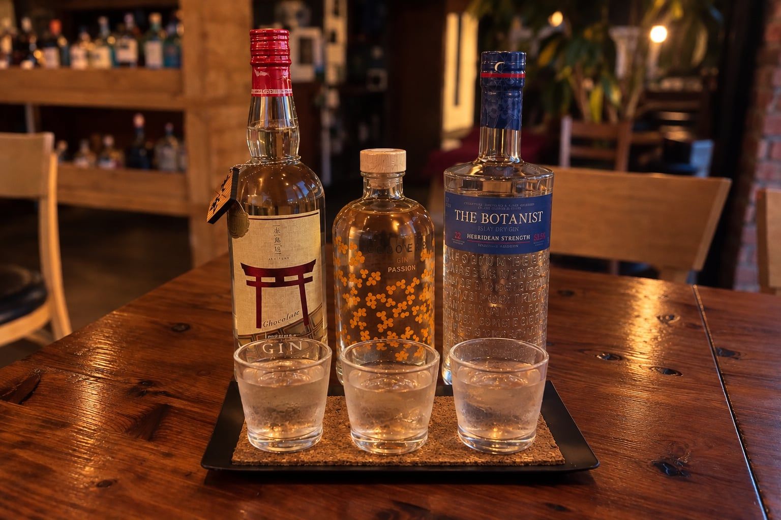 3種のクラフトジンの飲み比べ